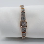 Kare Dizili Full Taşlı Bileklik Gold - 1
