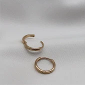 İnce Sade Tasarım Küpe Gold - 2