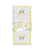 İthal Keten Papatya Nakışlı 4'lü Kumaş Peçete ve runner - 1