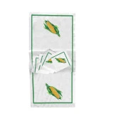 İthal Keten Mısır Nakışlı 4'lü Kumaş Peçete, 4'lü Çatal Kaşıklık, Runner - 2