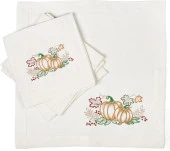 İthal Keten Balkabağı 6 Nakışlı 4'lü Kumaş Peçete - 2