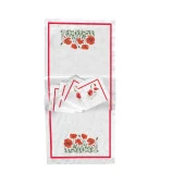 İthal Keten Gelincik Nakışlı 4'lü Kumaş Peçete ve runner - 1