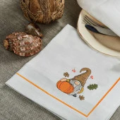 İthal Keten Gnome Nakışlı 4'lü Kumaş Peçete - 1