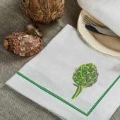 İthal Keten Enginar Nakışlı 4'lü Kumaş Peçete - 1