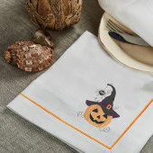 İthal Keten Halloween 2 Nakışlı 4'lü Kumaş Peçete, 4'lü Çatal Kaşıklık, Runner - 4