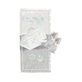 İthal Keten Marine Set Nakışlı 4'lü Kumaş Peçete, 4'lü Çatal Kaşıklık, Runner - 1