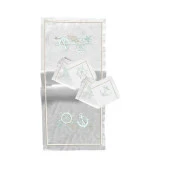 İthal Keten Marine Set Nakışlı 4'lü Kumaş Peçete, 4'lü Çatal Kaşıklık, Runner - 2