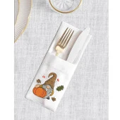 İthal Keten Gnome Nakışlı 4'lü Kumaş Peçete, 4'lü Çatal Kaşıklık, Runner - 5