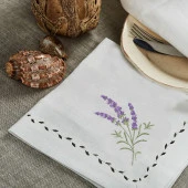 İthal Keten Lavanta Nakışlı 4'lü Kumaş Peçete - 1