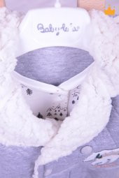Babyhola Ceket Takım Görünümlü Velsoft Tulum Kız Erkek Bebek Çocuk Kapüşonlu Kışlık Tulum 12518 - 5