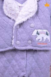 Babyhola Ceket Takım Görünümlü Velsoft Tulum Kız Erkek Bebek Çocuk Kapüşonlu Kışlık Tulum 12518 - 6