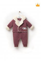 Babyhola Ceket Takım Görünümlü Velsoft Tulum Kız Erkek Bebek Çocuk Kapüşonlu Kışlık Tulum 12518 - 7