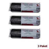 GNR Endüstriyel Jumbo Çöp Torbası Poşeti - 2 Kat - Siyah - 500 Gr. - 80x110 Cm. -10 x 3 Rulo - 2