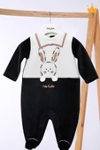 Babyhola Kadife Kız Erkek Bebek Patikli Tulum 12572 - 1