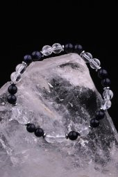 Kristal Kuvars - Lacivert Yıldız Taşı -  Hematit Doğal Taş Tasarım Bileklik thumbnail 1