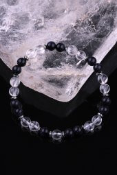 Kristal Kuvars - Lacivert Yıldız Taşı -  Hematit Doğal Taş Tasarım Bileklik thumbnail 2