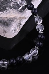 Kristal Kuvars - Lacivert Yıldız Taşı -  Hematit Doğal Taş Tasarım Bileklik thumbnail 3