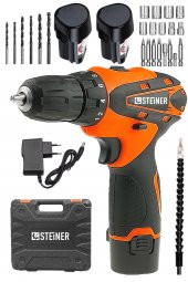STEİNER Alman Titan 36 V Sjs Çift Metal Şanzuman Çift Akülü Şarjlı Vidalama Matkap + 24 Parça Set - 1