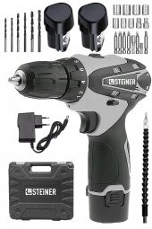 STEİNER Alman Titan 36 V Sjs Çift Metal Şanzuman Çift Akülü Şarjlı Vidalama Matkap + 24 Parça Set - 1