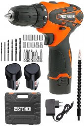 STEİNER Alman Titan 36 V Sjs Çift Metal Şanzuman Çift Akülü Şarjlı Vidalama Matkap + 24 Parça Set - 2