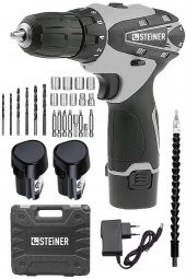 STEİNER Alman Titan 36 V Sjs Çift Metal Şanzuman Çift Akülü Şarjlı Vidalama Matkap + 24 Parça Set - 2