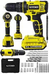 STEİNER Alman 58 V 5 Ah Darbeli Lityum Çift Akülü Sjs Metal Şanzıman Şarjlı Vidalama Matkap 24 Pcs Set - 1