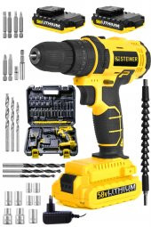 STEİNER Alman Sta 58 V 5 Ah Darbeli Çift Akülü Bakır Sargılı Metal Şanzıman Şarjlı Vidalama Matkap thumbnail 1