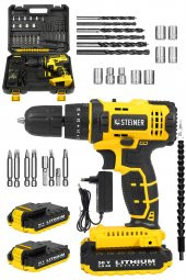 STEİNER Alman 58 V 5 Ah Darbeli Çift Akülü Metal Dişli Şanzuman Şarjlı Vidalam Matkap + 27 Parça Set - 2