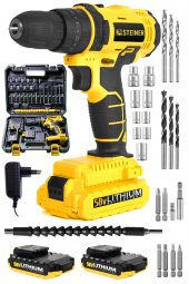 STEİNER Alman Sta 58 V 5 Ah Darbeli Çift Akülü Bakır Sargılı Metal Şanzıman Şarjlı Vidalama Matkap thumbnail 2