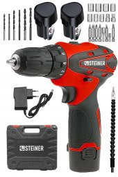 STEİNER Germany Technology 36 V Metal Şanzıman Çift Akülü Şarjlı Vidalama Matkap + 24 Parça Set thumbnail 2
