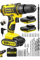 STEİNER Germany Technology Highline 58 V 5 Ah Darbeli Bakır Sargılı Çift Akülü Vidalama Matkap Sarı - 1