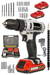 STEİNER Alman 58 V 5 Ah Darbeli Metal Şanzıman Çift Akülü Şarjlı Vidalama Matkap 24 Parça Setli Gri thumbnail 1