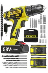 STEİNER Alman V-tech 58 V 5 Ah Çelik Motor Çelik Şanzuman Darbeli Şarjlı Çift Akülü Vidalama Matkap - 1