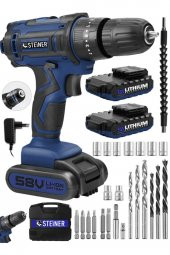 STEİNER Germany Technology Highline 58 V 5 Ah Darbeli Bakır Sargılı Çift Akülü Vidalama Matkap thumbnail 1