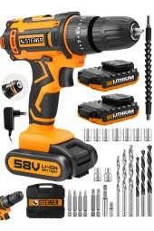 STEİNER Germany Technology Highline 58 V 5 Ah Darbeli Bakır Sargılı Çift Akülü Vidalama Matkap thumbnail 1