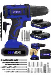 STEİNER Germany Technology Cooper 58 V 5 Ah Darbeli Metal Şanzıman Şarjlı Çift Akülü Vidalama Matkap thumbnail 1
