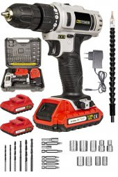 STEİNER Alman 58 V 5 Ah Darbeli Metal Şanzıman Çift Akülü Şarjlı Vidalama Matkap 24 Parça Setli Gri thumbnail 2