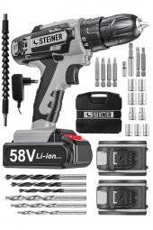 STEİNER Alman V-tech 58 V 5 Ah Çelik Motor Çelik Şanzuman Darbeli Şarjlı Çift Akülü Vidalama Matkap thumbnail 1