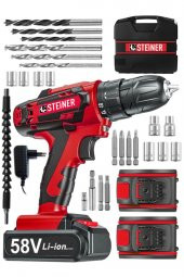 STEİNER Alman V-tech 58 V 5 Ah Çelik Motor Çelik Şanzuman Darbeli Şarjlı Çift Akülü Vidalama Matkap - 2