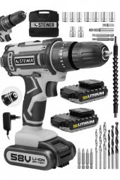 STEİNER Germany Technology Highline 58 V 5 Ah Darbeli Bakır Sargılı Çift Akülü Vidalama Matkap Gri - 2