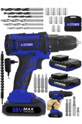 STEİNER Germany Technology Cooper 58 V 5 Ah Darbeli Metal Şanzıman Şarjlı Çift Akülü Vidalama Matkap thumbnail 2