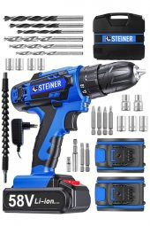 STEİNER Alman V-tech 58 V 5 Ah Çelik Motor Çelik Şanzuman Darbeli Şarjlı Çift Akülü Vidalama Matkap - 2