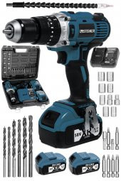 STEİNER Germany Technology Darbeli 13mm 58 V 5 Ah Çift Xr Akülü Şarjlı Vidalama Matkap Darkblue+ Set - 1