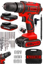 STEİNER Germany Technology Titan 58 V 5 Ah Darbeli Çift Akülü Vidalama Metal Şanzıman Şarjlı Matkap - 1