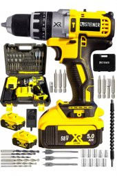 STEİNER Germany Technology Darbeli 58 V 5ah Sarı Xr Li-ion Çift Akülü Şarjlı Vidalama Matkap Pro Set - 1