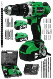 STEİNER Germany Technology Darbeli 13mm 58 V 5 Ah Çift Xr Akülü Şarjlı Vidalama Matkap Yeşil + Set - 2