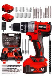 STEİNER Germany Technology Darbeli 58 V 5 Ah Red Xr Li-ion Çift Akülü Şarjlı Vidalama Matkap Pro Set thumbnail 2