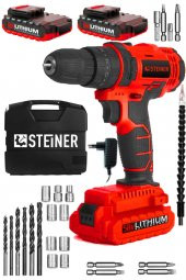 STEİNER Germany Technology Darbeli 58 V 5 Ah Metal Şanzıman Çift Akü Şarjlı Vidalama Matkap Red Set - 2