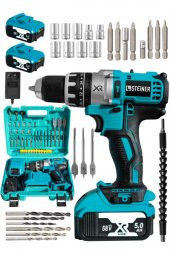 STEİNER Germany Technology Darbeli 58 V 5ah Mavi Xr Li-ion Çift Akülü Şarjlı Vidalama Matkap Pro Set - 2