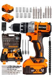 STEİNER Germany Technology Darbeli 58 V 5ah Trnc Xr Li-ion Çift Akülü Şarjlı Vidalama Matkap Pro Set - 2